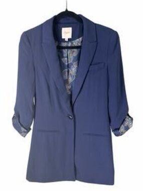 Candie's Navy Single-Button Blazer with Printed Lining